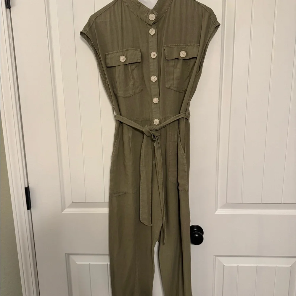 Zara Linen belted jumpsuit
